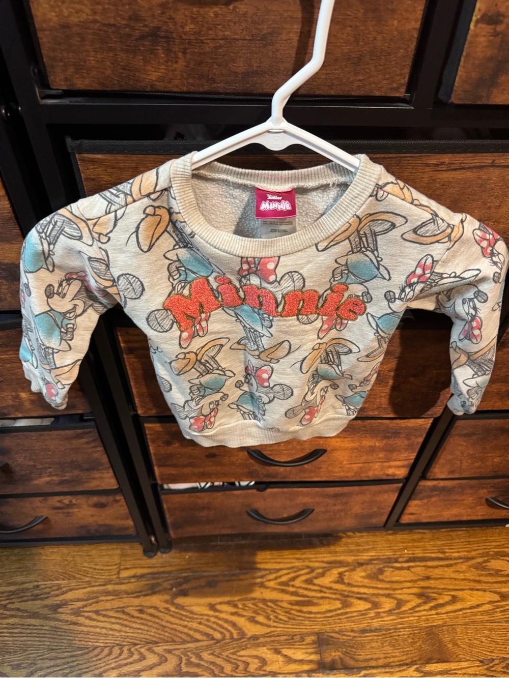 Disney Minnie Pullover Sweatshirt - Light Gray with Pink and Blue Accents